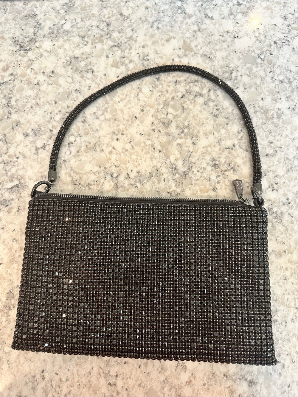 Vera Wang Gunmetal Crystal Wristlet Clutch Shoulder Bag NWOT